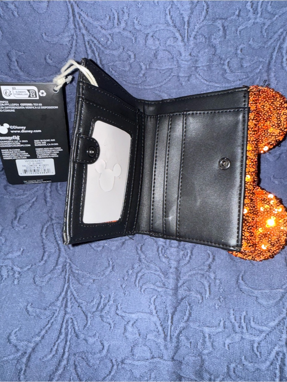 LOUNGEFLY Disney Kids Sequin Ear Bag and Wallet Set - Orange & Black - Picture 8 of 8